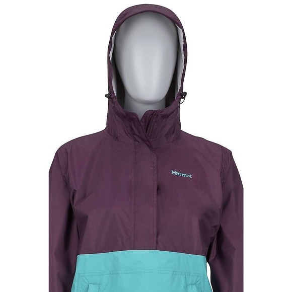 Marmot Women's Size Small Pullover Rain Jacket Anorak Hooded Purple Teal Outdoor - Picture 5 of 6